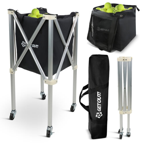 Get Out! Portable Tennis Ball Hopper Basket with Wheels - Carrier for 150 Balls - Afbeelding 1 van 8