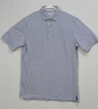 Camisa Polo Johnnie-O Torrey Azul Blanco Rayas Suave Para Hombre Mediana