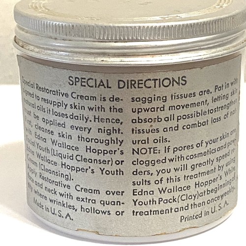 Art Deco❤️Edna Wallace Hopper’s SPECIAL RESTORATIVE CREAM Milk Glass Container - Picture 7 of 9