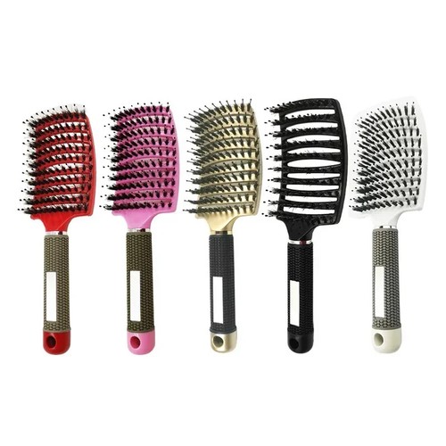 Spazzola per capelli districante spazzola per capelli setole e nylon donna capelli ricci bagnati cuoio capelluto - Foto 6 di 20
