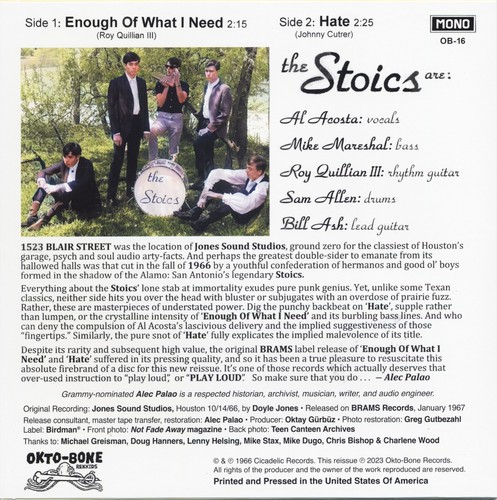 THE STOICS Enough Of What I Need/Hate vinyl 7" garage punk beat mod Children - Picture 2 of 9