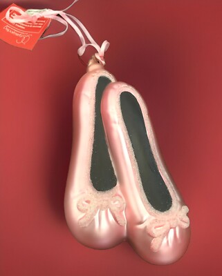 Dept 56 Hand Painted Mercury Glass  1998 Ballet Slipper Ornament/Box/Tags