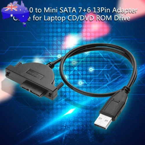 USB 2.0 to Mini SATA 7+6 13Pin Adapter Cable for Laptop CD/DVD ROM Drive