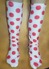 NWOT Dance Costume White Socks with Polka Dots Girls Child Size go to the knee