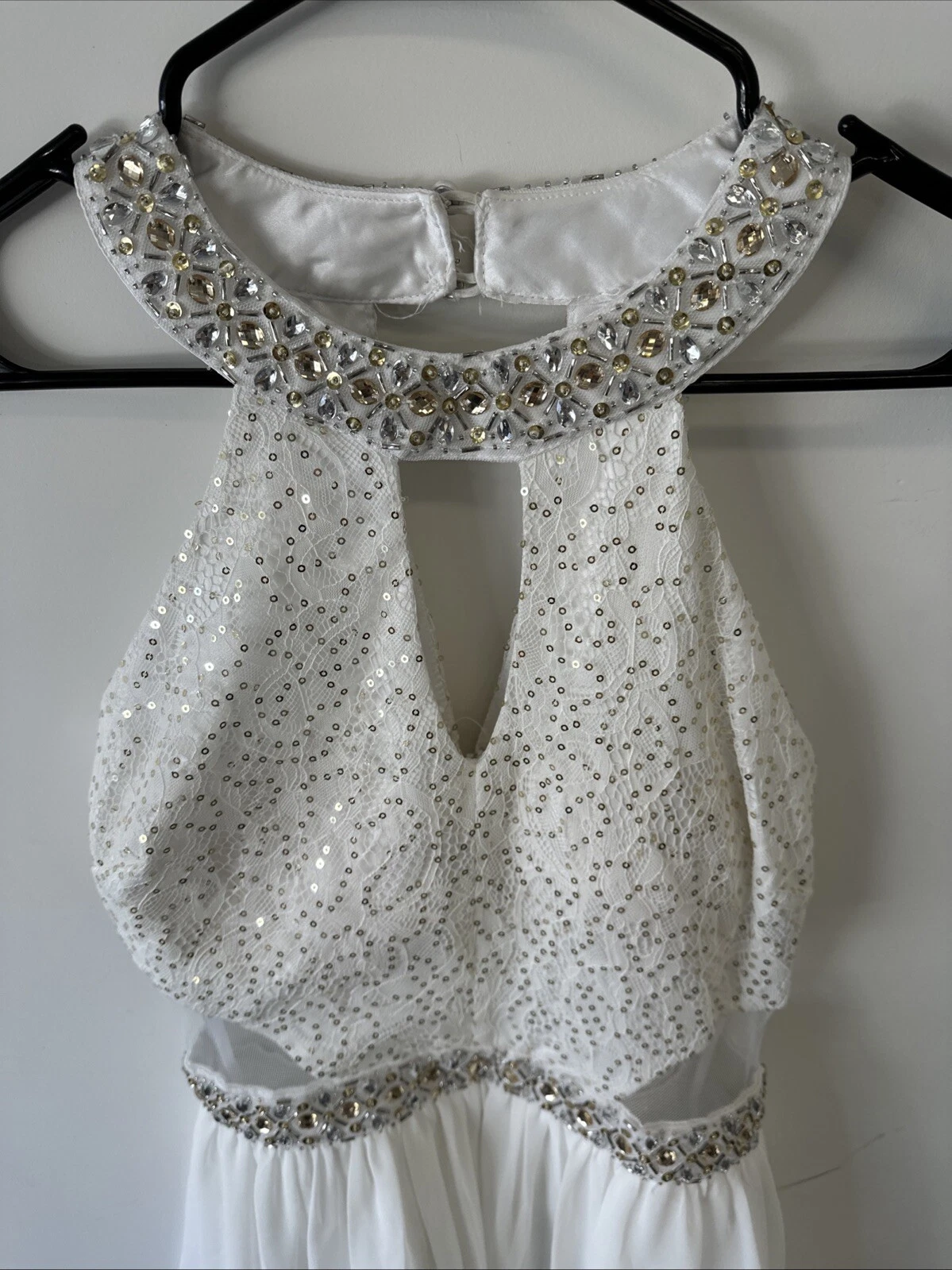 OFF WHITE Abito B. Darlin Off bianco oro con linea Bling in vita taglia 5 6