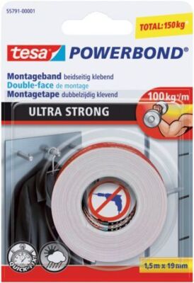 tesa  55791-00001-00 Montageband Powerbond  - 19 mm x 1,5 m, extra stark