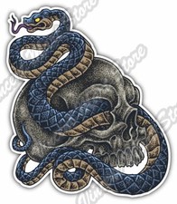 Human Skull Crossbones Snake Car Bumper Vinyl Sticker Decal 4"X5"
