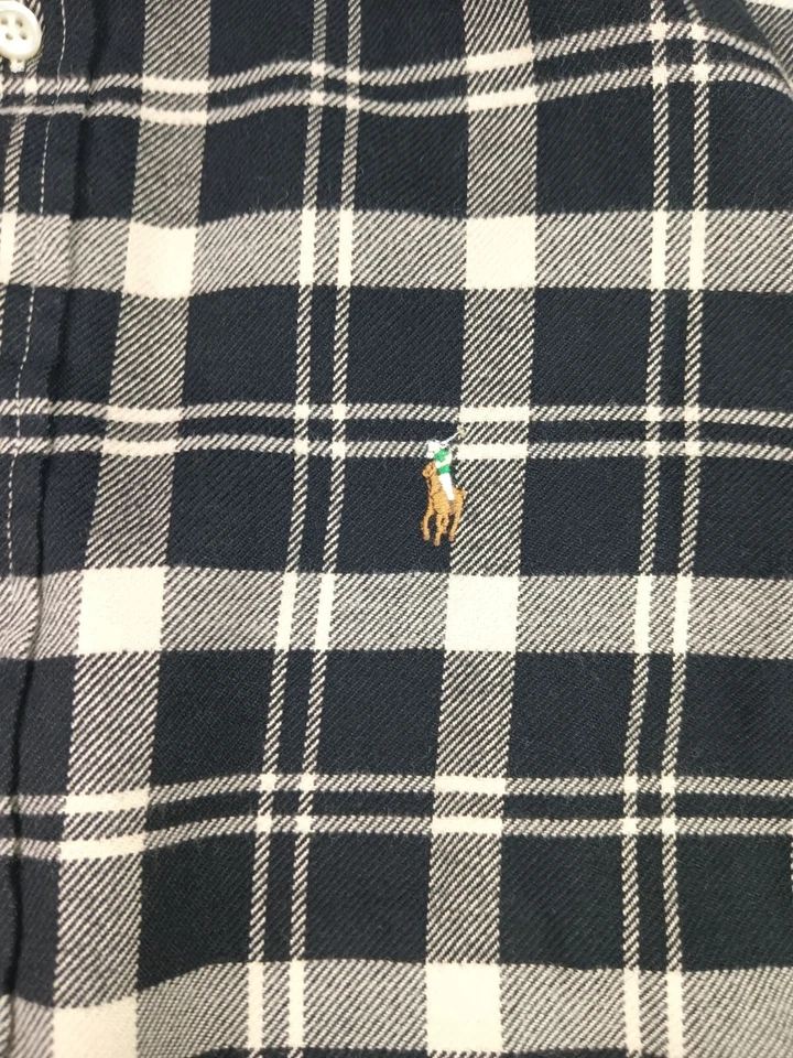 Camisa Polo Ralph Lauren Franela Niños Grande 14-16 Negro Blanco Cuadros Manga Larga Foto 3 de 3