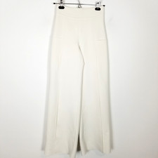 Carolina Herrera Women Wide Leg Neoprene Pants Sz 2 White Italy Modern Lined