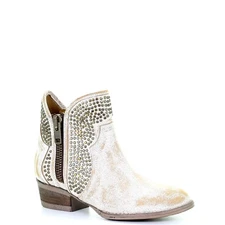 Circle G By Corral Ladies Camel White Studs Shortie Ankle Boots Q0126
