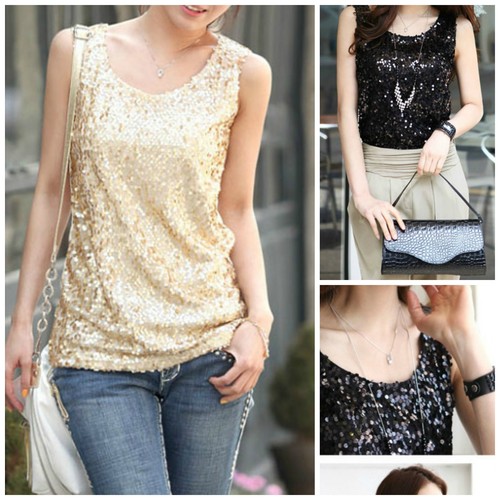 Sexy ladies black gold sequin evening 
