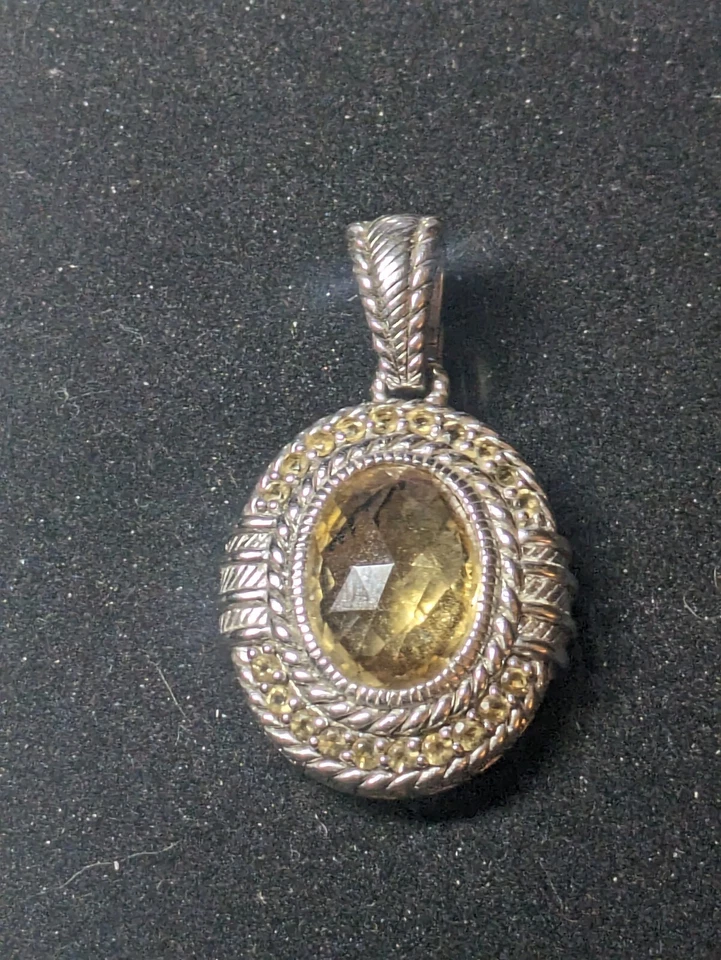 Corrente JUDITH RIPKA prata esterlina champanhe citrino quartzo PINGENTE Figaro 18" - Imagem 3 de 4