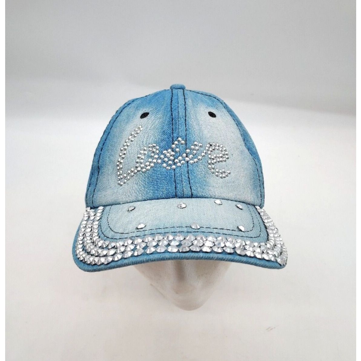 LOVE Hat Cap Jewel Studded Baseball Y2K Bling Rhinestone Distressed Denim Womens 71Col7ULJHL._AC_SY350_QL65_.jpg main image 4