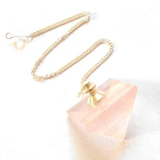 Rose Quartz Gemstone Pyramid Pendulum for Divination and Dowsing