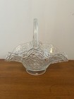 Vintage L E Smith Thousand Eyes Clear Glass Ruffled Edge Basket — photo 1