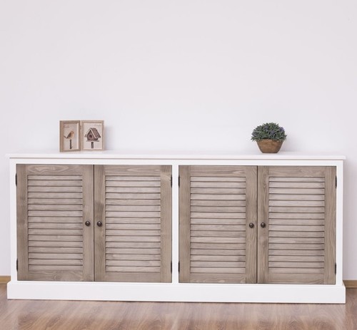 Kommode Schrank Sideboard Buffet Lamellentüren Landhaus - Bild 5 von 9