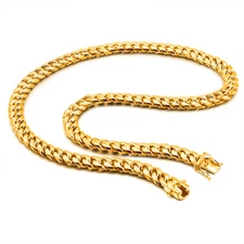24K Gold Plated 925 Sterling Silver Curb Cuban Link Chain Necklace 10mm 22"-28"