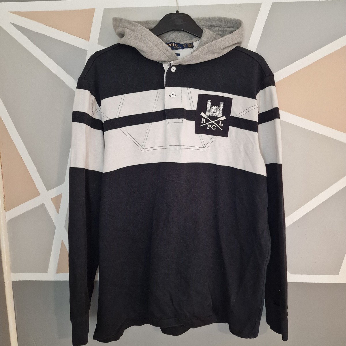 Vintage Polo Ralph Lauren RLPC Yacht Club Rugby Hoodie Shirt XL Sailing  Smock