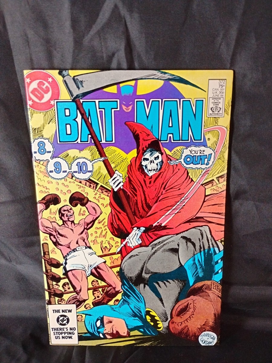 Batman 372 DC 1984 Batman knocked out by boxer Grim Reaper skull