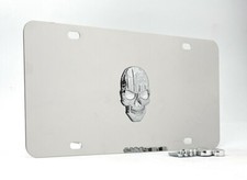 Calavera Bandera Acero Inoxidable Metal Pesado Cromo Matrícula-PARA HYUNDAI VW MAZDA