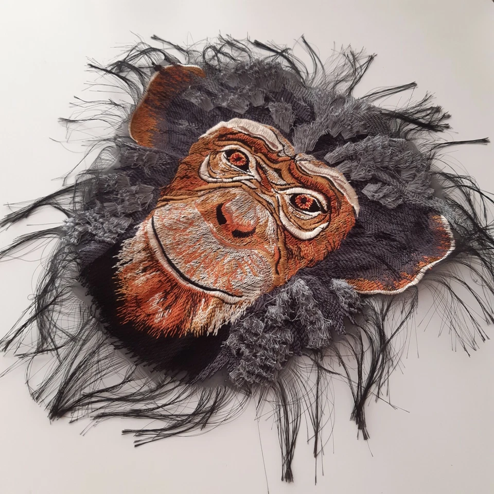 Monkey Animal Realistic Handmade Backing Sew-On Embroidered Patch - Image 2 of 4