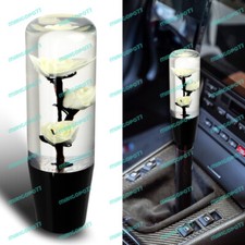 Jdm 15cm Vip Clear White Real Flowers Manual Gear Stick Shift Knob Lever Shifter