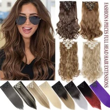 8 Pieces Clip In Hair Extensions Real Thick Full Head Hair 100% Natural as Human