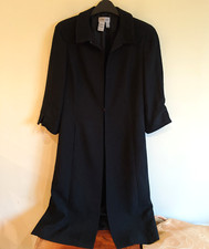 New! Episode Women's Long Black Jacket - Uk 10 - 3/4 Sleeve Collar Acetate Coat