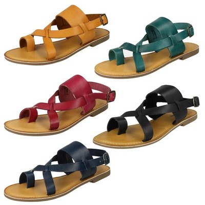 Damen Slipper Zehenschlaufen Sandalen von Leather Collection F0R0127