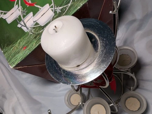 INTERNATIONAL SILVER COMPANY Holiday SNOWMAN Candle Holder Votive Display 12x9" image 4