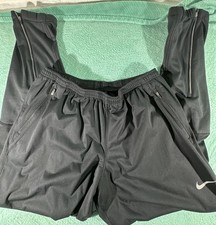Nike Mens Black Dri Fit XL Jogger Pants Running Activewear Zippered pockets legs