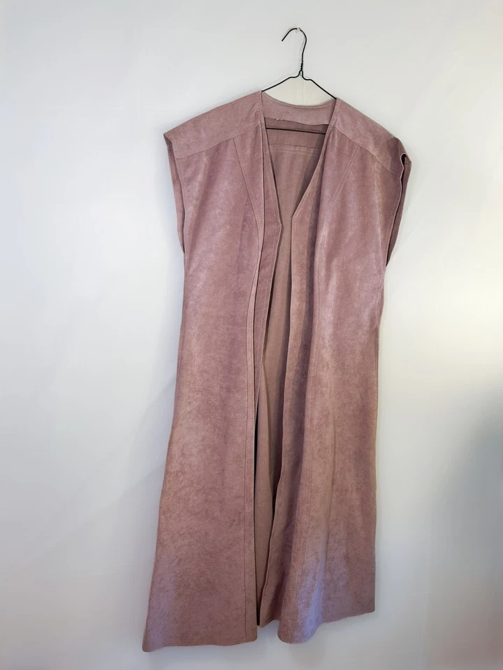 Maxi chaleco largo cosido a mano vintage sin mangas plumero imitación gamuza años 70 capas boho