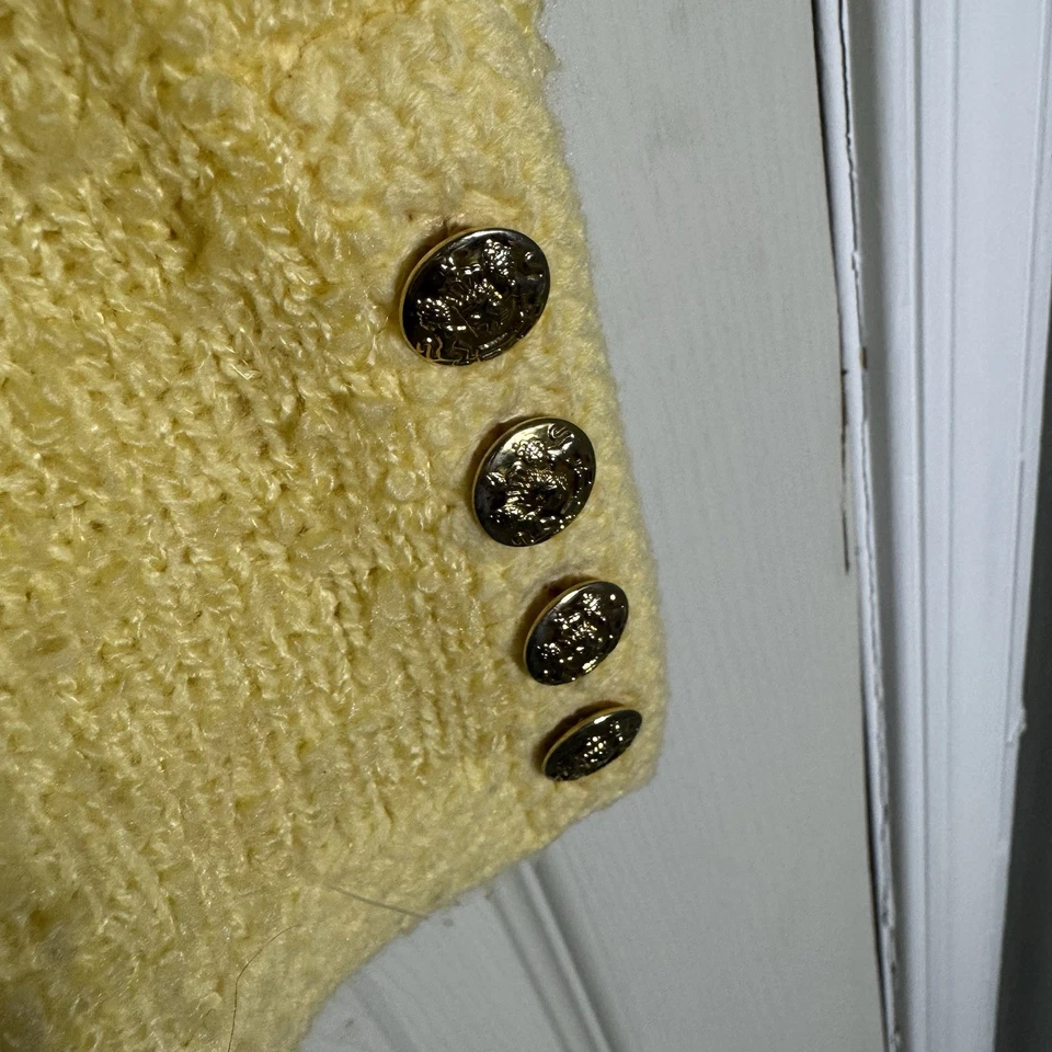 Vintage TANNER Pastel Soft Yellow Cardigan Sweater Nubby Texture Cottagecore #b3 - Image 4 of 4