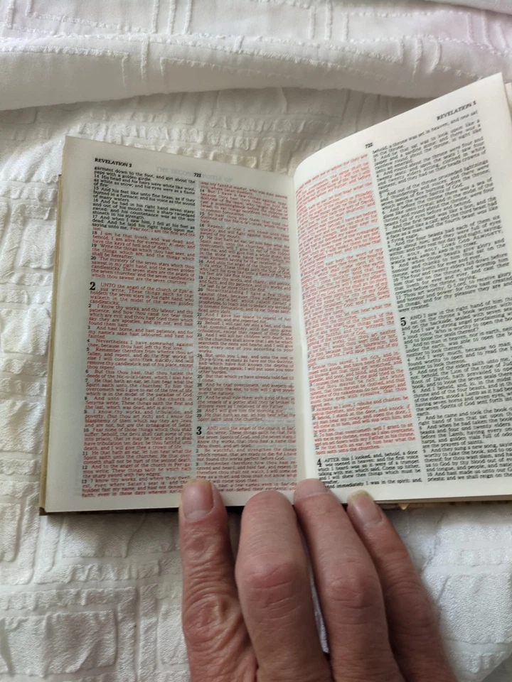 Vintage Holy Bible Olive Wood Cover King James Jeruslaem Red Letter Edition Foto 3 de 4