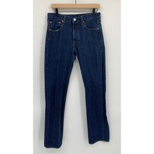 Levis 501 Jeans Mens 30x32 Blue Button Fly Straight Leg Dark Wash Denim Pants