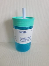 Owala Kids 15oz Spill Resistant Cup Aqua Blue with Straw BPA Free Toddler Drink
