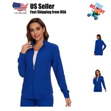 Scrub Jackets for Woman, Zip Front Nurse Jacket, 4-Way Stretch Fabric