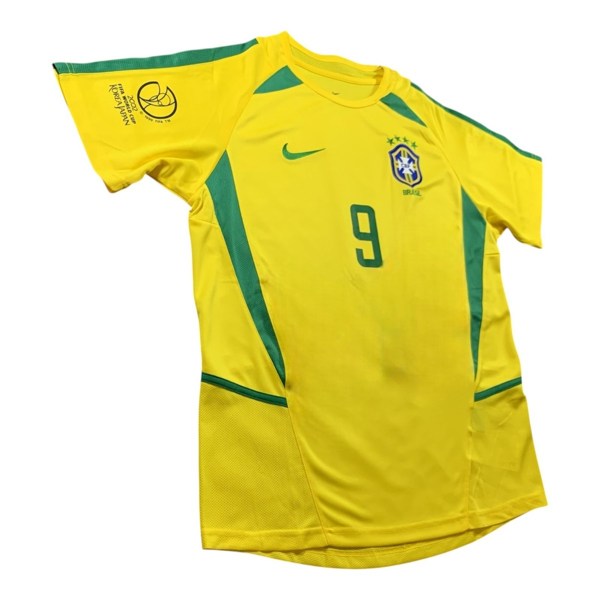 Ronaldo Nazario #9 Brazil 2002 World Cup Jersey Men's Medium Retro