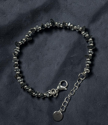 Unisex Edelstahl Armband mit natürlichem Obsidian längenverstellbar