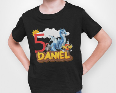 Personalisiert Drache Zähmen Dino Dragon Feier Name Alter Geburtstag Kind Shirt