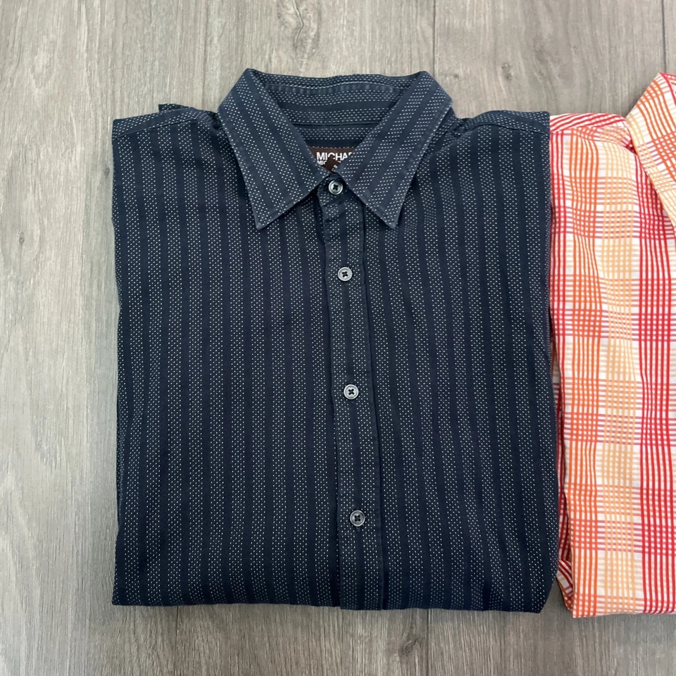 Michael Kors Mens XL Button Up Long Sleeve Shirt Lot Of 2 Black/Orange - Image 2 of 4