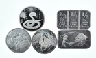 Lot 5 VINTAGE 1 Oz Silver Bars/Rounds Art Bars Collection Poured .999 *461