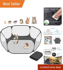 2-in-1 Portable Small Animal Playpen with Waterproof Mat for Indoor/Outdoor Use