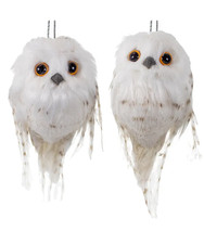 Kurt Adler White Owl Brown Stripes Christmas Ornament Bird Holiday Decor
