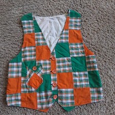 Vintage 70s Colorblock Patchwork Vest Maximalist Funky Retro Buckle Back Indie