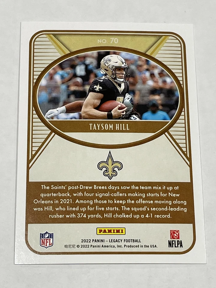 2022 Panini Legacy Football #70 - Taysom Hill - New Orleans Saints - Image 2 of 2