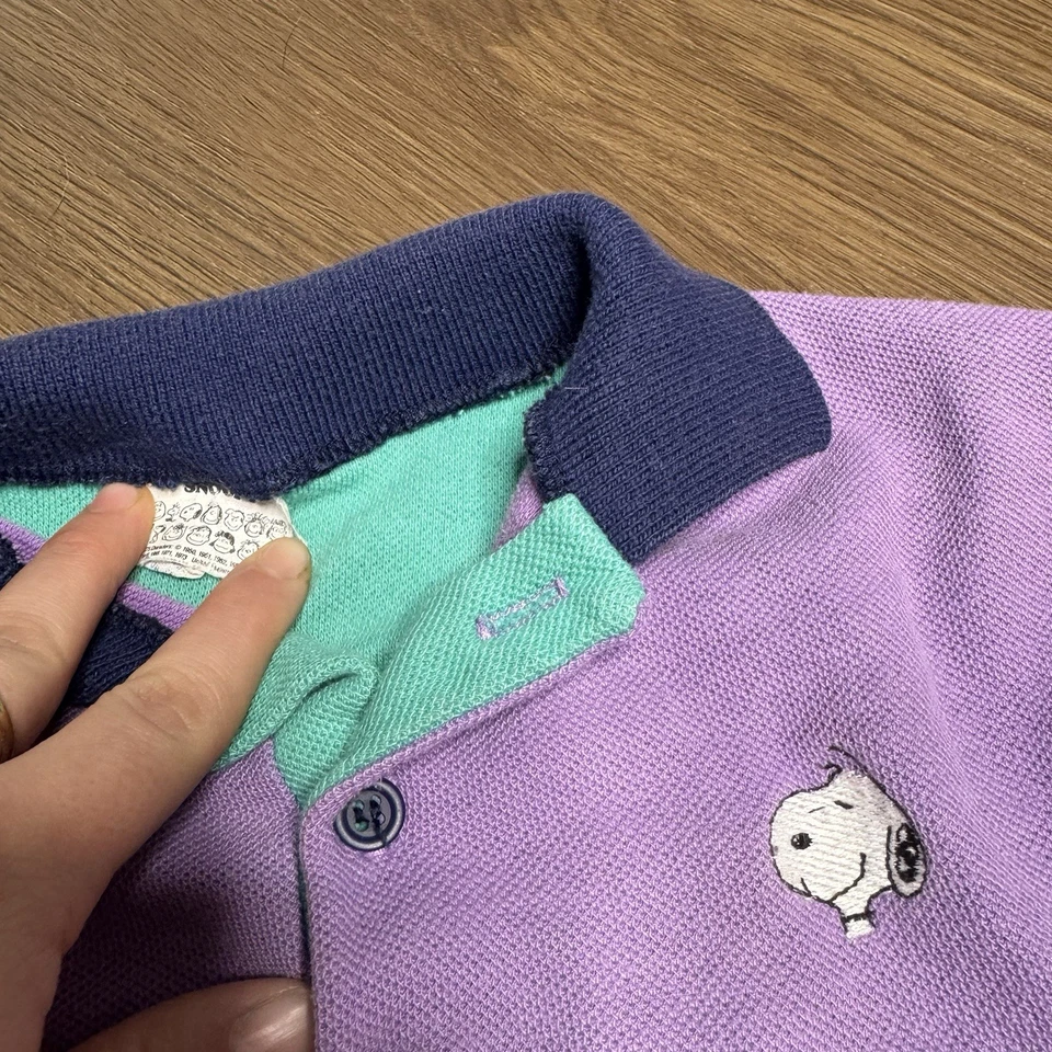 Camisa de béisbol vintage Baby Snoopy 18 meses años 90 polo cuentos de peces cuello de cacahuetes Foto 4 de 4