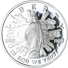 1989 S Congressional Bicentennial Proof 90% Silver Dollar See Pics Q884