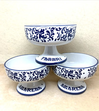 COPPETTE PER GELATO AMARENA FABBRI, IN CERAMICA BIANCA CON DECORI BLU'
