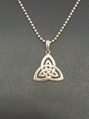 SOLVAR IRLAND 925 Sterling Silber Double CELTIC Trinity Knoten Anhänger Halskette